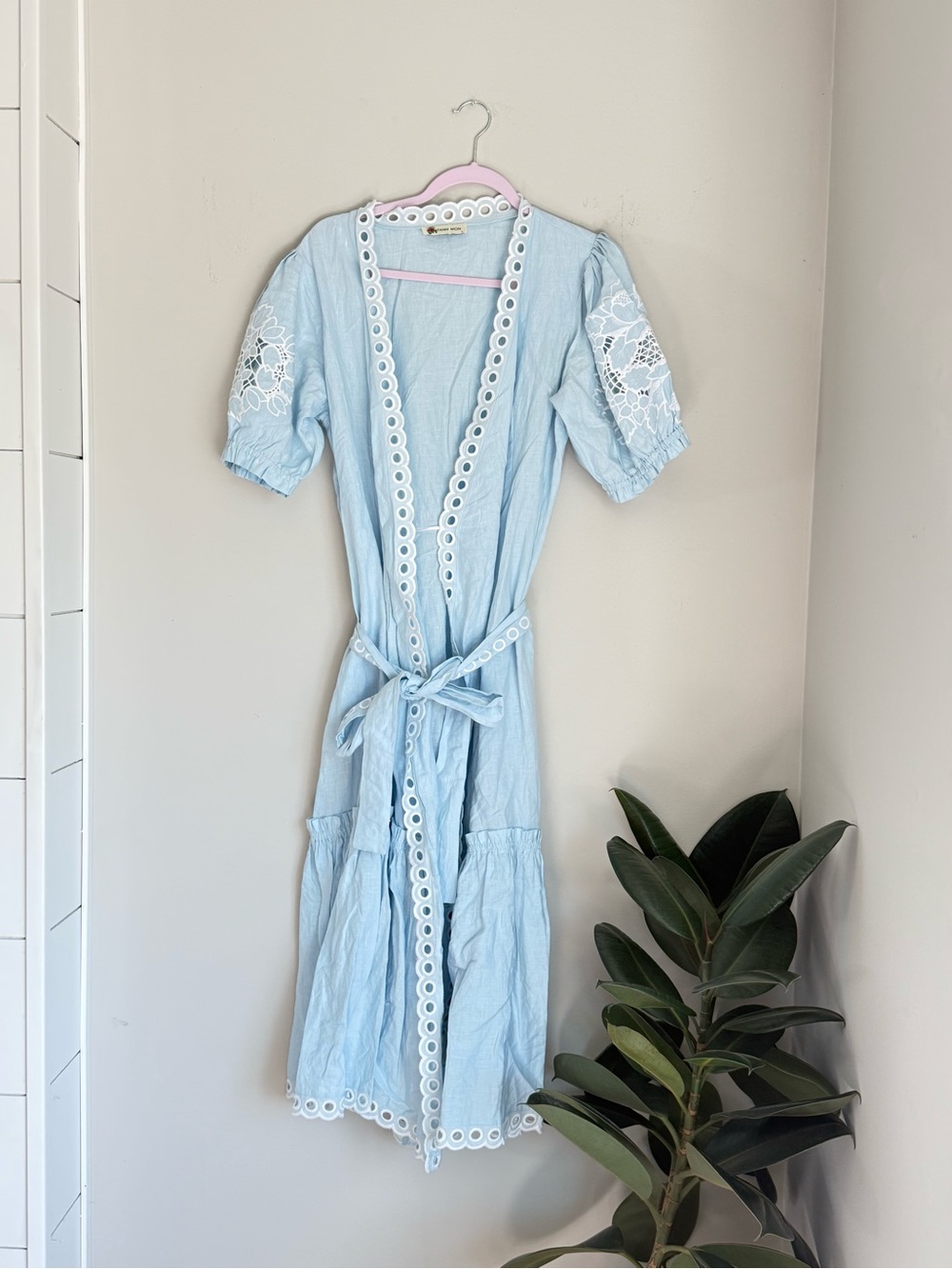 Fanm Mon CIDE WRAP 100% Linen Maxi DRESS L - Picture 2 of 7